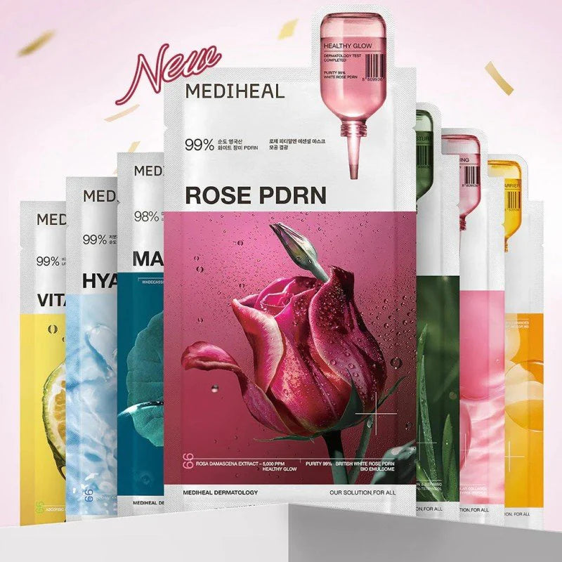 MEDIHEAL Rose PDRN Essential Mask 24ml – Aydınlatıcı ve Yoğun Nemlendirici Yüz Maskesi